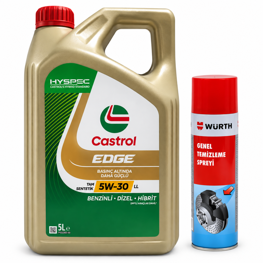 CASTROL EDGE MOTOR YAĞI 5W-30 5 Litre + Würth Balata Spreyi 500 ml