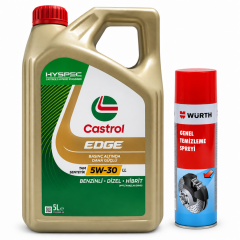CASTROL EDGE MOTOR YAĞI 5W-30 5 Litre + Würth Balata Spreyi 500 ml