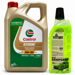 CASTROL EDGE MOTOR YAĞI 5W-30 5 Litre + Oto Şampuan 1000 ml