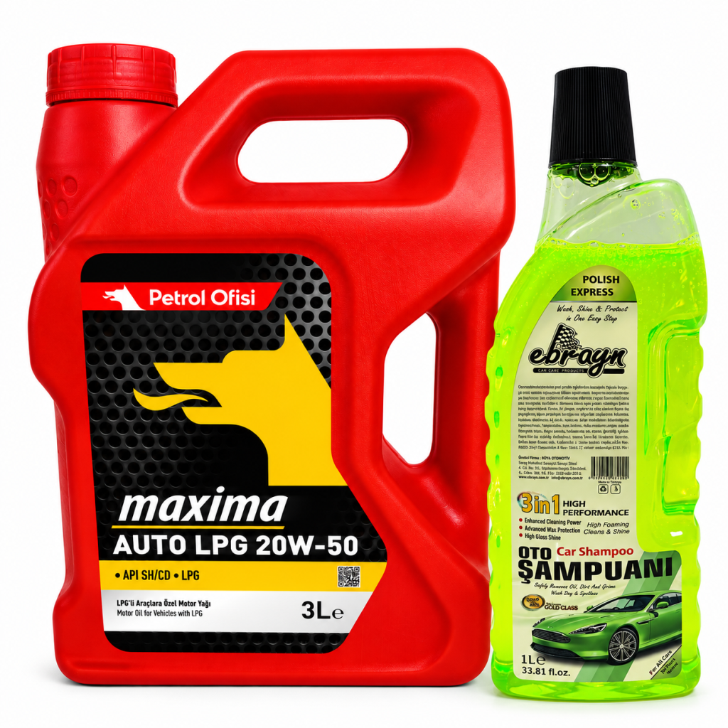 PETROL OFİSİ MAXIMA AUTO LPG 20W-50 3 Litre + Oto Şampuan 1000 ml