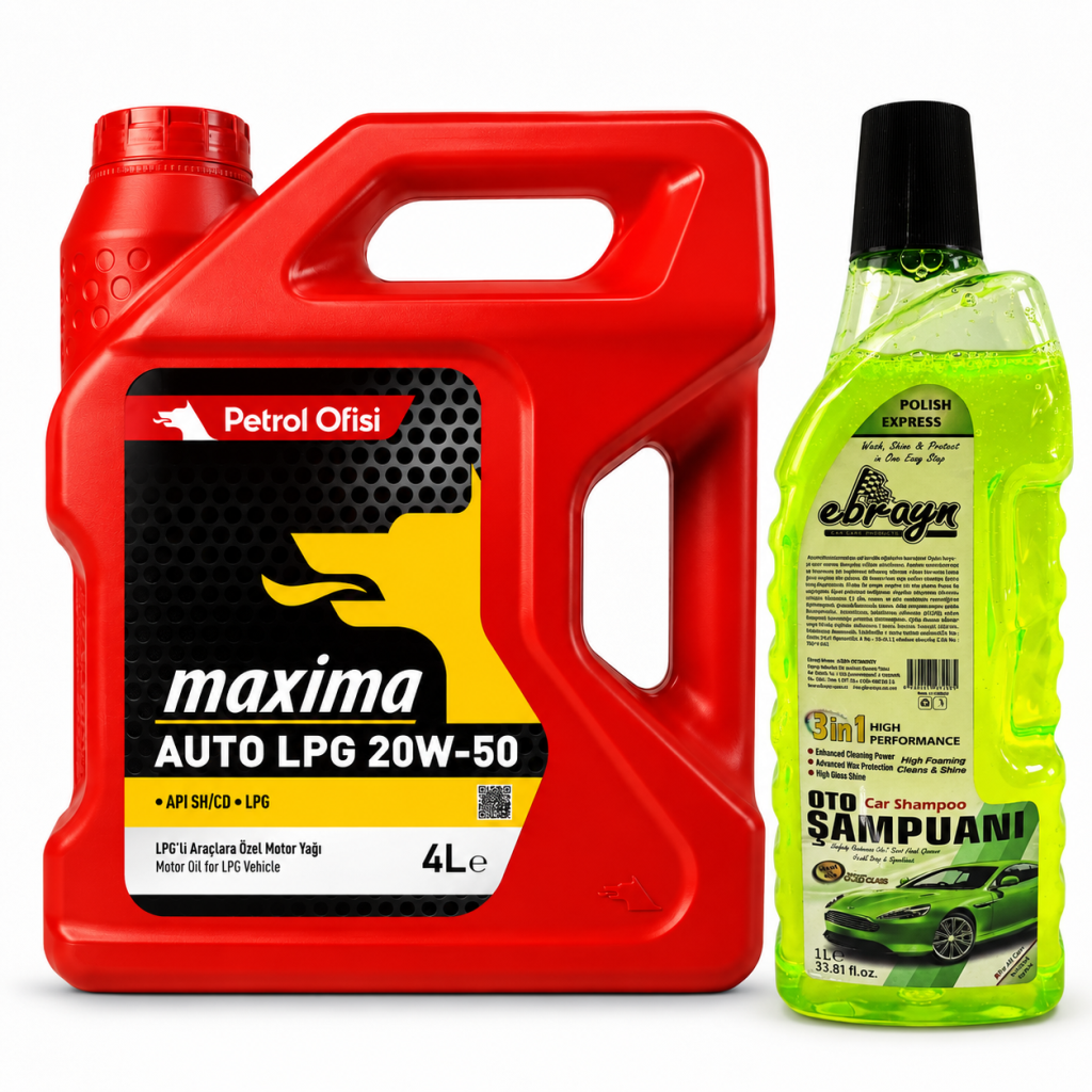 PETROL OFİSİ MAXIMA AUTO LPG 20W-50 4 Litre + Oto Şampuan 1000 ml