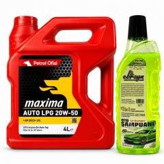 PETROL OFİSİ MAXIMA AUTO LPG 20W-50 4 Litre + Oto Şampuan 1000 ml