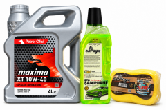 PETROL OFİSİ MAXİMA XT 10W-40 MOTOR YAĞI 4 Litre + Oto Şampuan 1000 ml + Yıkama Süngeri