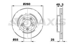 Braxis ON FREN DISK (AYNASI) TOYOTA AVENSIS 97>02 (260X5)