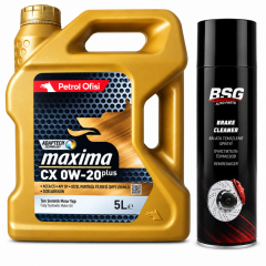 PETROL OFİSİ MOTOR YAĞI MAXİMA CX 0W-20 PLUS 5 Litre + Balata Spreyi 500 ml