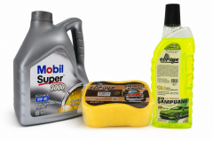 MOBİL SÜPER 3000 X1 FE 5W-30 MOTOR YAĞI 4 Litre + Oto Şampuan 1000 ml + Yıkama Süngeri