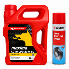 PETROL OFİSİ MAXIMA AUTO LPG 20W-50 3 Litre + Würth Balata Spreyi 500 ml