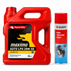 PETROL OFİSİ MAXIMA AUTO LPG 20W-50 4 Litre + Würth Balata Spreyi 500 ml