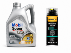 MOBİL SÜPER 3000 0W-20 TAM SENTETİK MOTOR YAĞI 4 Litre + Lastik Tamir Kiti 400 ml