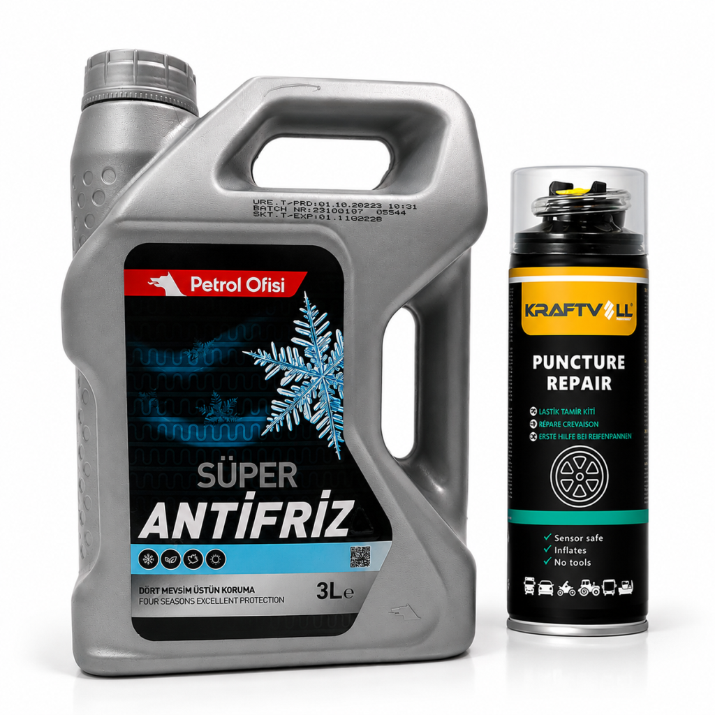 PETROL OFİSİ SUPER ANTİFRİZ (YEŞİL) 3LT + Lastik Tamir Kiti 400 ml