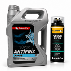 PETROL OFİSİ SUPER ANTİFRİZ (YEŞİL) 3LT + Lastik Tamir Kiti 400 ml