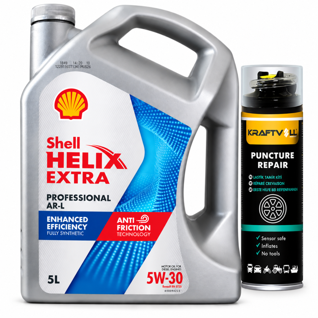 SHELL HELİX EXTRA PRO ARL 5W-30 3 5 Litre + Lastik Tamir Kiti 400 ml