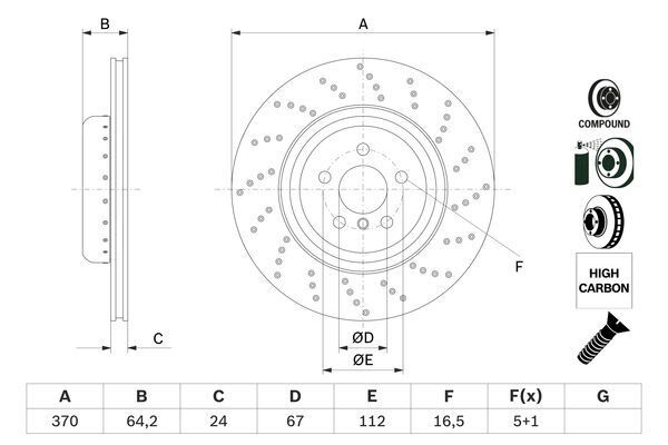 Bosch FREN DISKI (HAVALI DELIKLI) ARKA SAG BMW G30 G32 G11