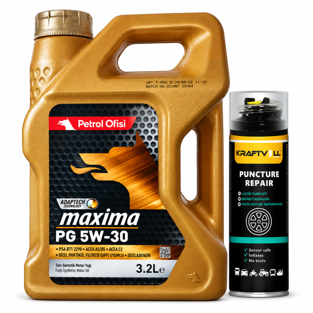 PETROL OFİSİ MAXİMA PG 5W-30 3.2 Litre + Lastik Tamir Kiti 400 ml