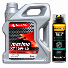 PETROL OFİSİ MAXİMA XT 10W-40 MOTOR YAĞI 4 Litre + Lastik Tamir Kiti 400 ml