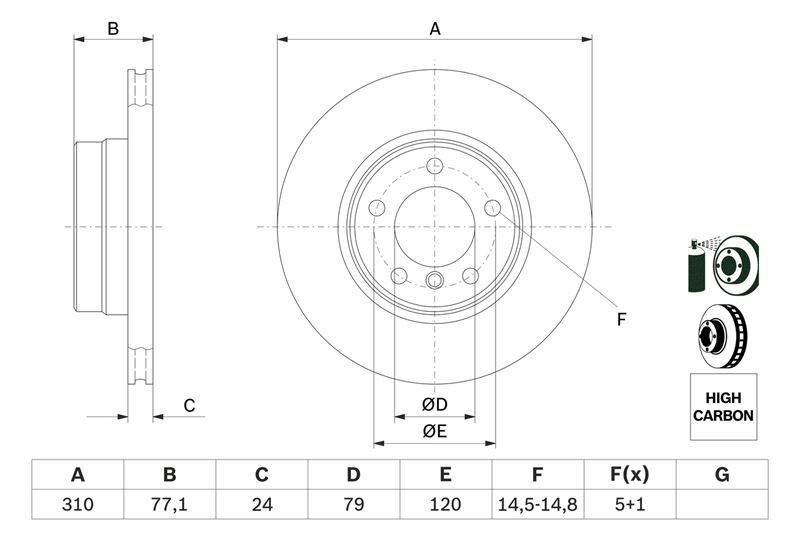 Bosch FREN DISKI ON HAVALI BMW E60 04>10
