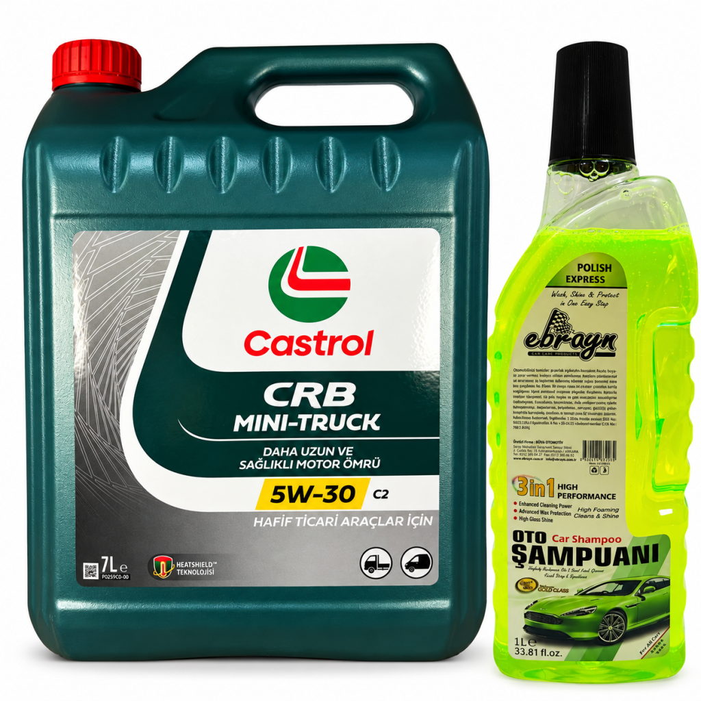 CASTROL CRB MINI TRUCK C2 5W-30 7 Litre + Oto Şampuan 1000 ml