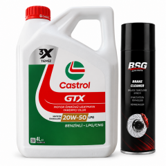 CASTROL GTX MOTOR YAĞI 20W-50 LPG 4 Litre + Balata Spreyi 500 ml