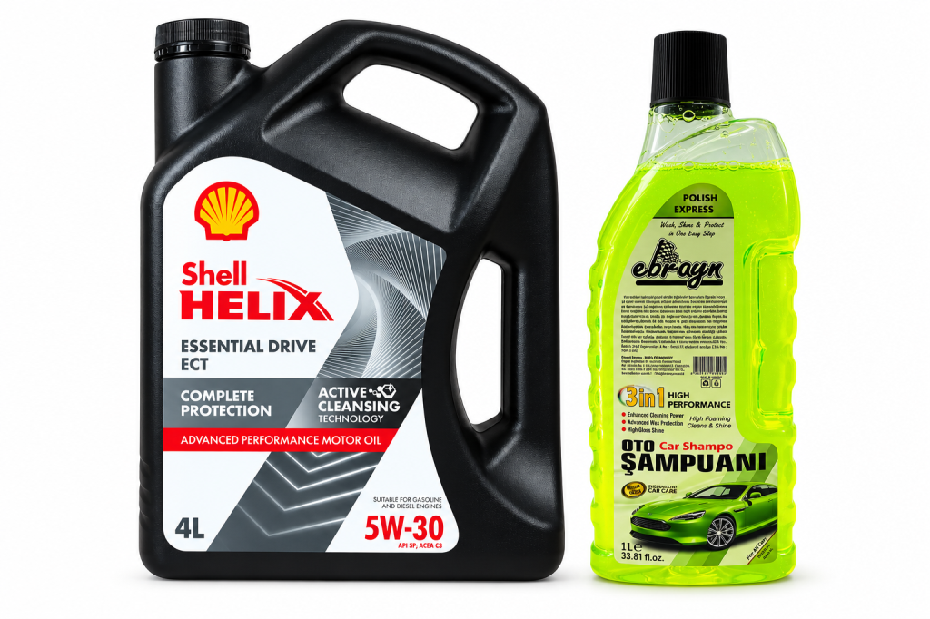SHELL HELİX ESSENTIAL DRIVE ECT DPF 5W-30 4 Litre + Oto Şampuan 1000 ml