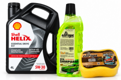 SHELL HELİX ESSENTIAL DRIVE ECT DPF 5W-30 4 Litre + Oto Şampuan 1000 ml + Yıkama Süngeri