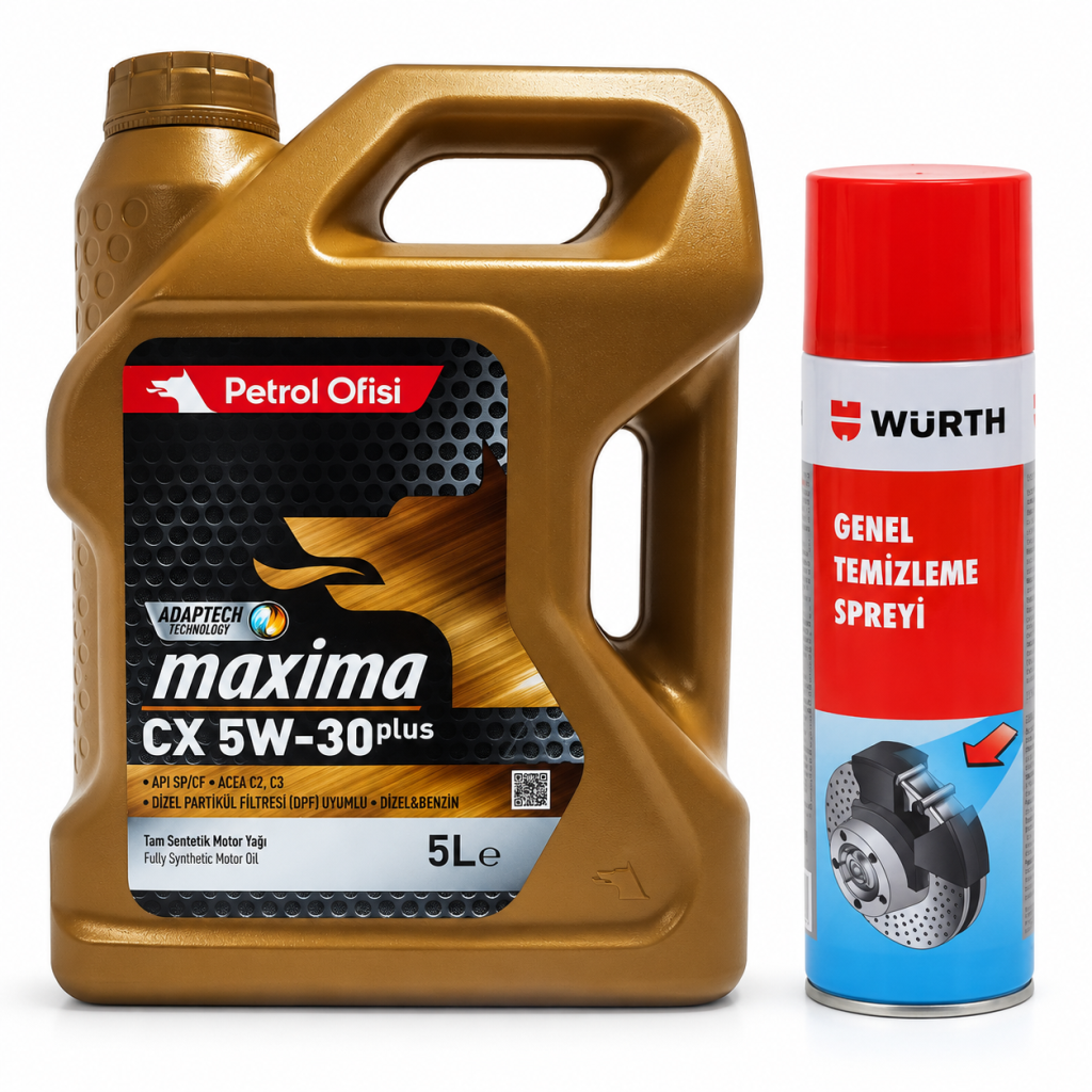 PETROL OFİSİ MAXİMA CX DPF PARTİKÜLLÜ 5W-30 5 Litre + Würth Balata Spreyi 500 ml
